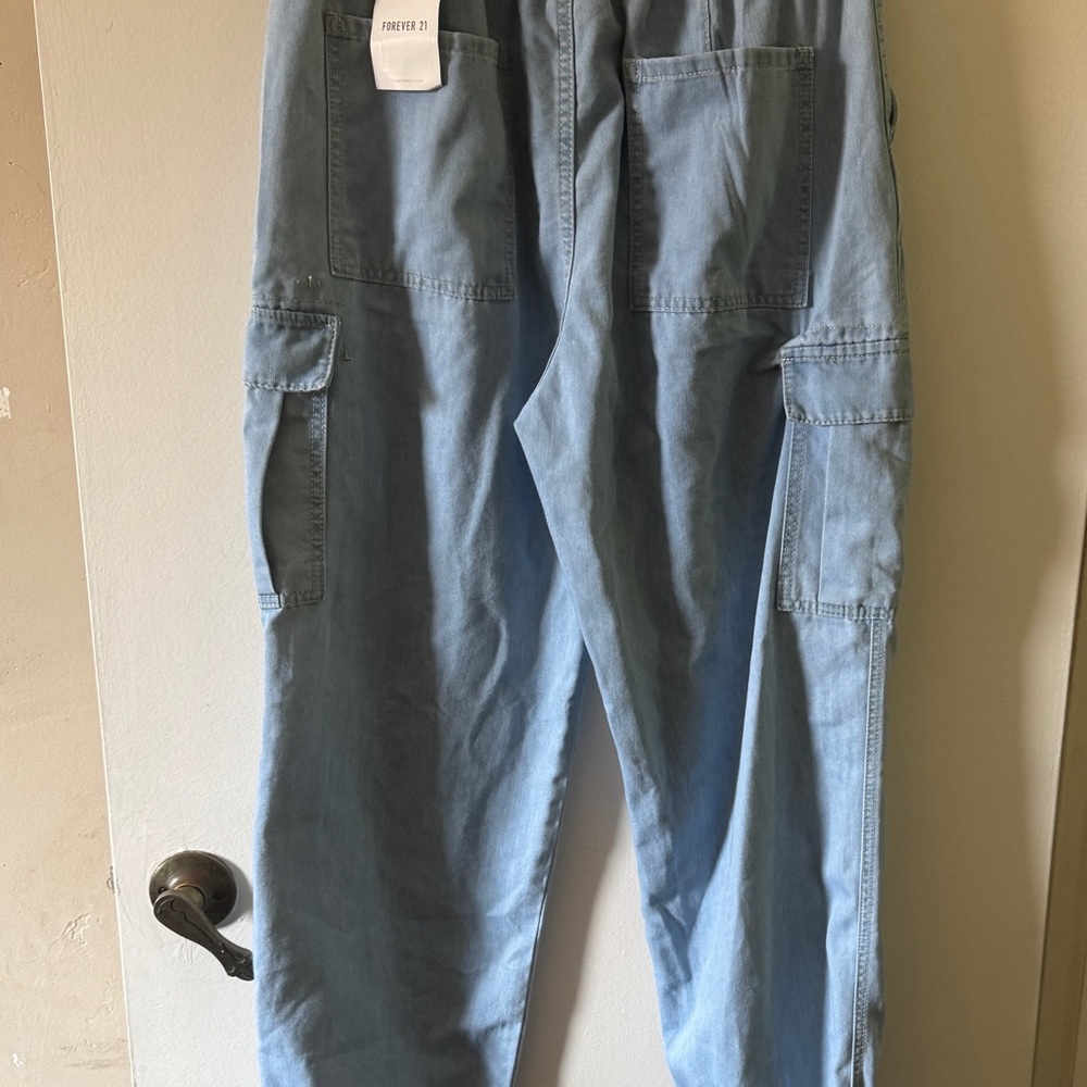Forever 21 Blue Cargo Pants Relaxed Fit